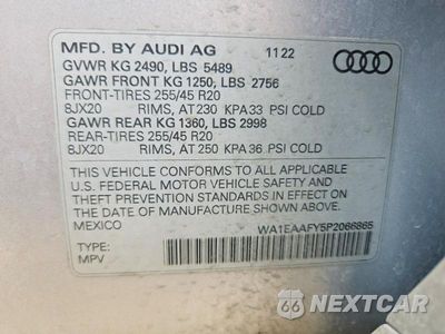 Zdjęcie 14 z 14 samochodu: 2023 AUDI Q5 PREMIUM PLUS 45 VIN:WA1EAAFY5P2066865 - miniatura