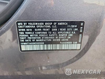 Zdjęcie 12 z 12 samochodu: 2017 VOLKSWAGEN PASSAT SE VIN:1VWBT7A32HC032098 - miniatura