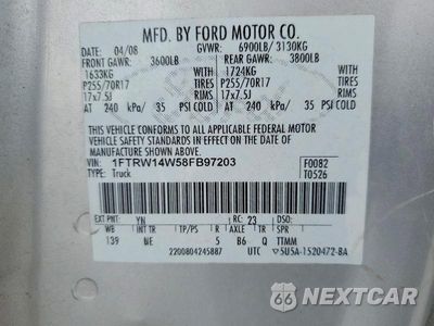 Zdjęcie 12 z 12 samochodu: 2008 FORD F150 SUPERCREW VIN:1FTRW14W58FB97203 - miniatura
