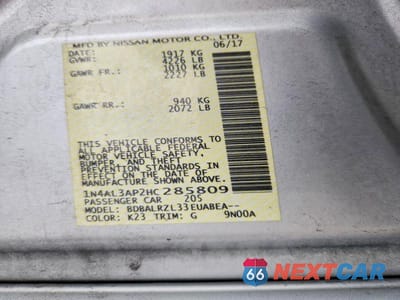 Zdjęcie 13 z 13 samochodu: 2017 NISSAN ALTIMA 2.5 SL VIN:1N4AL3AP2HC285809 - miniatura