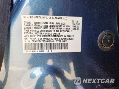 Zdjęcie 13 z 13 samochodu: 2016 HONDA PILOT EXLN VIN:5FNYF6H75GB117283 - miniatura