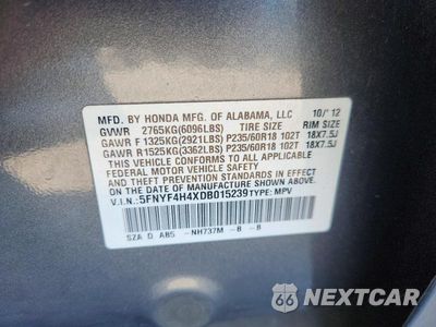 Zdjęcie 13 z 13 samochodu: 2013 HONDA PILOT EX VIN:5FNYF4H4XDB015239 - miniatura