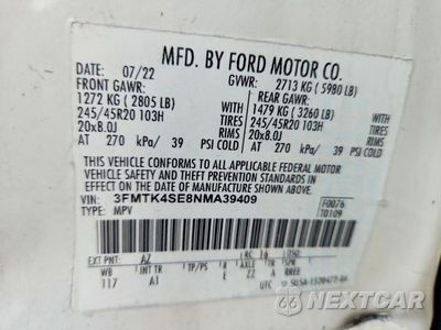 Zdjęcie 12 z 12 samochodu: 2022 FORD MUSTANG MACH-E GT VIN:3FMTK4SE8NMA39409 - miniatura