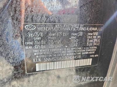 Zdjęcie 13 z 13 samochodu: 2019 HYUNDAI SANTA FE SE VIN:5NMS23AD3KH044518 - miniatura