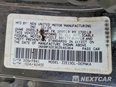 Zdjęcie 12 z 12 samochodu: 2006 TOYOTA COROLLA LE VIN:1NXBR32E36Z646364 - miniatura