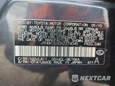 Zdjęcie 12 z 12 samochodu: 2010 LEXUS ES 350 VIN:JTHBK1EG0A2374045 - miniatura