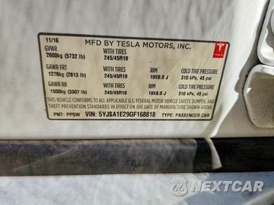 Zdjęcie 12 z 12 samochodu: 2016 TESLA MODEL S VIN:5YJSA1E29GF168818 - miniatura