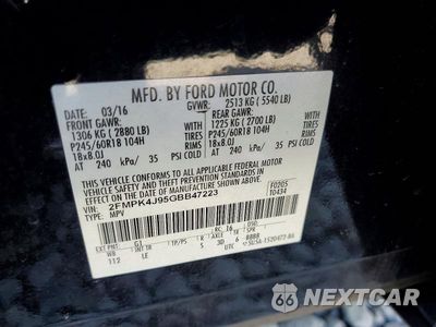 Zdjęcie 13 z 13 samochodu: 2016 FORD EDGE SEL VIN:2FMPK4J95GBB47223 - miniatura