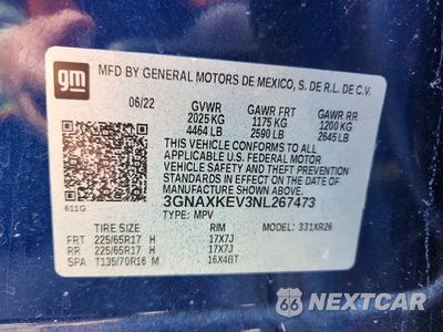 Zdjęcie 13 z 13 samochodu: 2022 CHEVROLET EQUINOX LT VIN:3GNAXKEV3NL267473 - miniatura