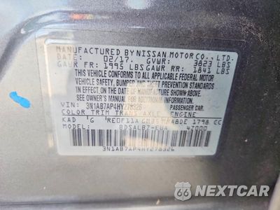Zdjęcie 12 z 12 samochodu: 2017 NISSAN SENTRA S VIN:3N1AB7AP4HY278326 - miniatura