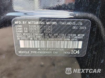 Zdjęcie 12 z 12 samochodu: 2024 MITSUBISHI MIRAGE G4 ES VIN:ML32FUFJ6RHF07505 - miniatura
