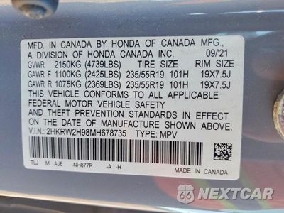 Zdjęcie 13 z 13 samochodu: 2021 HONDA CR-V TOURING VIN:2HKRW2H98MH678735 - miniatura