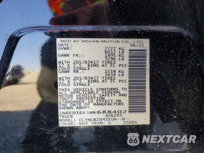 Zdjęcie 12 z 12 samochodu: 2022 NISSAN FRONTIER SV VIN:1N6ED1EK3NN688402 - miniatura