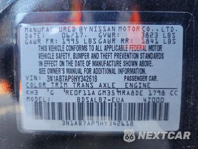 Zdjęcie 13 z 13 samochodu: 2017 NISSAN SENTRA S VIN:3N1AB7AP9HY342618 - miniatura