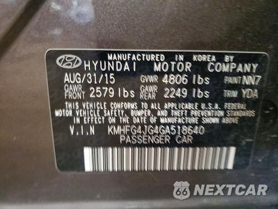 Zdjęcie 12 z 12 samochodu: 2016 HYUNDAI AZERA BASE VIN:KMHFG4JG4GA518640 - miniatura