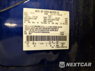 Zdjęcie 14 z 14 samochodu: 2015 FORD EDGE SEL VIN:2FMTK4J9XFBB85690 - miniatura