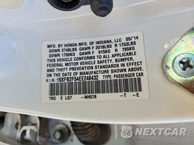 Zdjęcie 13 z 13 samochodu: 2014 HONDA CIVIC LX VIN:19XFB2F54EE248432 - miniatura