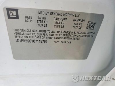 Zdjęcie 12 z 12 samochodu: 2012 CHEVROLET CRUZE ECO VIN:1G1PK5SC1C7119791 - miniatura