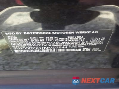 Zdjęcie 13 z 13 samochodu: 2022 BMW X3 XDRIVE30I VIN:5UX53DP01N9M07644 - miniatura