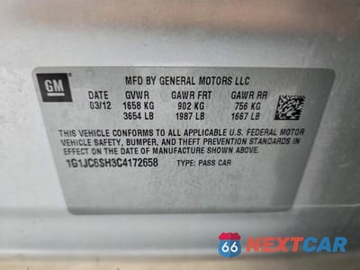 Zdjęcie 12 z 12 samochodu: 2012 CHEVROLET SONIC LT VIN:1G1JC6SH3C4172658 - miniatura