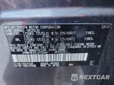 Zdjęcie 14 z 14 samochodu: 2018 TOYOTA RAV4 XLE VIN:JTMWFREV2JJ732661 - miniatura