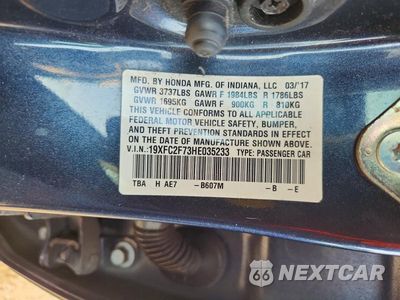 Zdjęcie 13 z 13 samochodu: 2017 HONDA CIVIC EX VIN:19XFC2F73HE035233 - miniatura