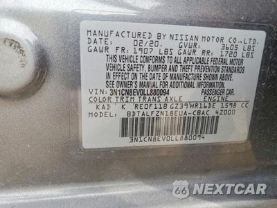 Zdjęcie 12 z 12 samochodu: 2020 NISSAN VERSA SV VIN:3N1CN8EV0LL880094 - miniatura