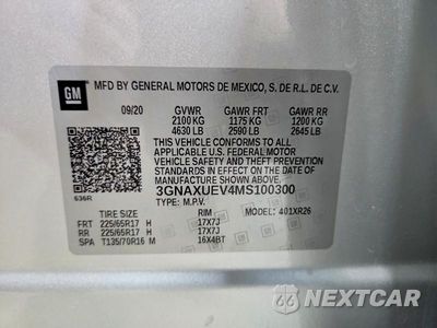 Zdjęcie 13 z 13 samochodu: 2021 CHEVROLET EQUINOX LT VIN:3GNAXUEV4MS100300 - miniatura