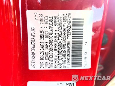 Zdjęcie 12 z 12 samochodu: 2019 HONDA ACCORD SPORT VIN:1HGCV1F33KA020960 - miniatura