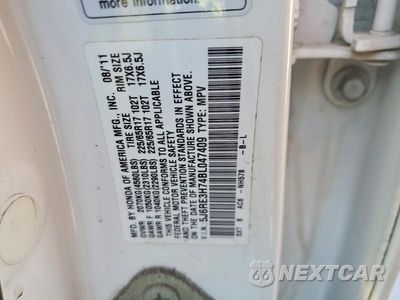 Zdjęcie 13 z 13 samochodu: 2011 HONDA CR-V EXL VIN:5J6RE3H74BL047409 - miniatura