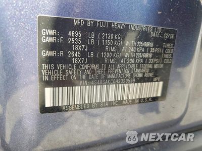 Zdjęcie 13 z 13 samochodu: 2017 SUBARU OUTBACK 2.5I LIMITED VIN:4S4BSAKC0H3320599 - miniatura