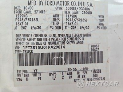 Zdjęcie 12 z 12 samochodu: 2001 FORD RANGER SUPER CAB VIN:1FTZR15U01PA29814 - miniatura