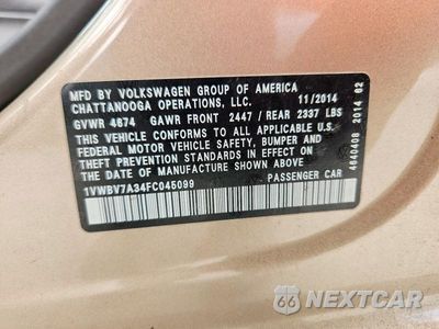 Zdjęcie 12 z 12 samochodu: 2015 VOLKSWAGEN PASSAT SE VIN:1VWBV7A34FC045099 - miniatura