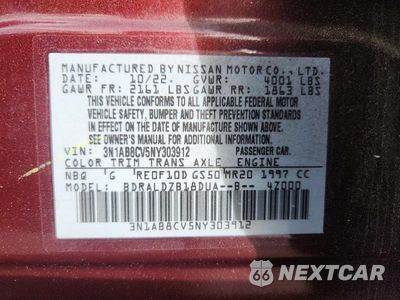 Zdjęcie 12 z 12 samochodu: 2022 NISSAN SENTRA SV VIN:3N1AB8CV5NY303912 - miniatura