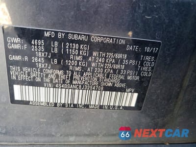 Zdjęcie 12 z 12 samochodu: 2018 SUBARU OUTBACK 2.5I LIMITED VIN:4S4BSANC8J3254708 - miniatura