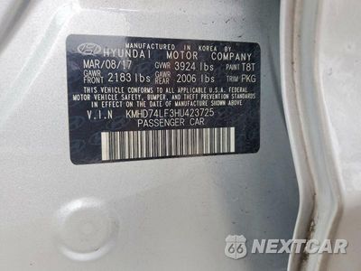 Zdjęcie 12 z 12 samochodu: 2017 HYUNDAI ELANTRA SE VIN:KMHD74LF3HU423725 - miniatura