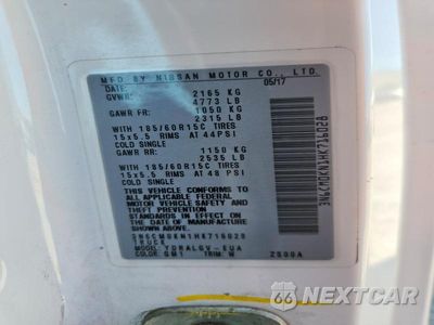Zdjęcie 13 z 13 samochodu: 2017 NISSAN NV200 SV VIN:3N6CM0KN1HK716028 - miniatura