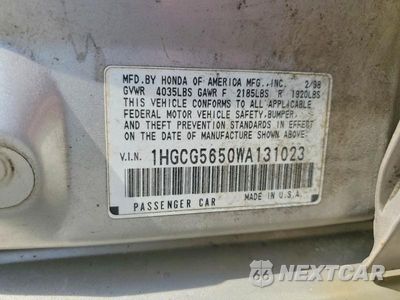 Zdjęcie 12 z 12 samochodu: 1998 HONDA ACCORD EX VIN:1HGCG5650WA131023 - miniatura
