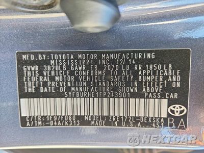 Zdjęcie 13 z 13 samochodu: 2015 TOYOTA COROLLA S PLUS VIN:5YFBURHE1FP243901 - miniatura