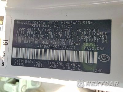 Zdjęcie 13 z 13 samochodu: 2026 TOYOTA CAMRY LE VIN:4T1DAACK5TU235374 - miniatura