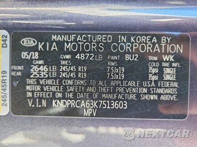 Zdjęcie 14 z 14 samochodu: 2019 KIA SPORTAGE SX VIN:KNDPRCA63K7513603 - miniatura