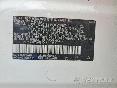 Zdjęcie 13 z 13 samochodu: 2011 TOYOTA RAV4 LIMITED VIN:2T3YF4DV7BW058247 - miniatura