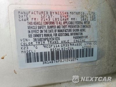 Zdjęcie 13 z 13 samochodu: 2018 NISSAN SENTRA SV VIN:3N1AB7AP8JY241074 - miniatura