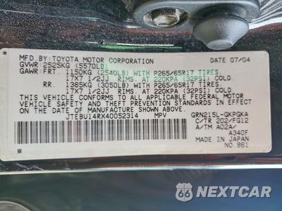Zdjęcie 13 z 13 samochodu: 2004 TOYOTA 4RUNNER SR5 VIN:JTEBU14RX40052314 - miniatura
