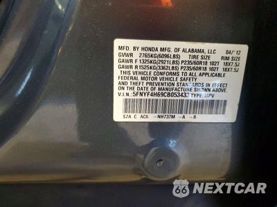 Zdjęcie 13 z 13 samochodu: 2012 HONDA PILOT EXL VIN:5FNYF4H69CB053433 - miniatura