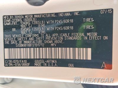Zdjęcie 13 z 13 samochodu: 2015 TOYOTA HIGHLANDER LE PLUS VIN:5TDBKRFH8FS191712 - miniatura