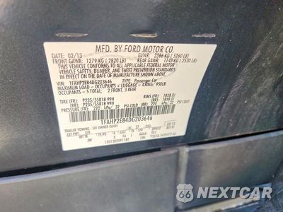 Zdjęcie 12 z 12 samochodu: 2013 FORD TAURUS SEL VIN:1FAHP2E84DG203646 - miniatura