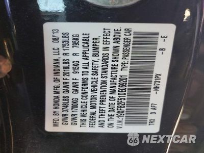 Zdjęcie 12 z 12 samochodu: 2013 HONDA CIVIC LX VIN:19XFB2F51DE069201 - miniatura