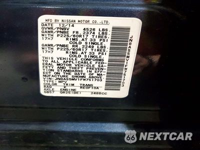 Zdjęcie 14 z 14 samochodu: 2015 NISSAN ROGUE SELECT S VIN:JN8AS5MV1FW751703 - miniatura