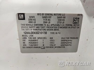 Zdjęcie 14 z 14 samochodu: 2013 CHEVROLET EQUINOX LT VIN:1GNALDEK0DZ101738 - miniatura